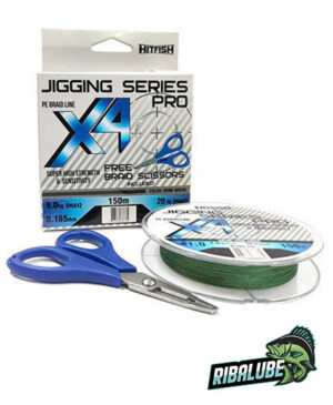 Плет. шнур HITFISH X4 Jigging series PRO with scissors #0.6; 0.128mm; 14.4lb; 6,5kg 150m Dark green