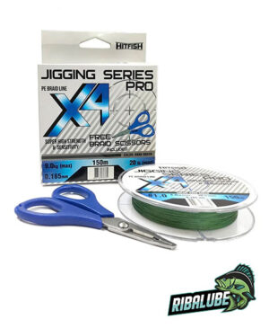 Плет. шнур HITFISH X4 Jigging series PRO with scissors #0.8; 0.148mm; 16.3lb; 7,4kg 150m Dark green