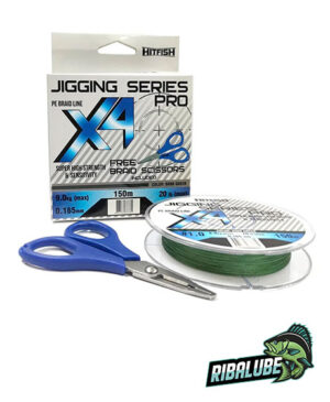 Плет. шнур HITFISH X4 Jigging series PRO with scissors #1.2; 0.185mm; 24lb; 10,9kg 150m Dark green