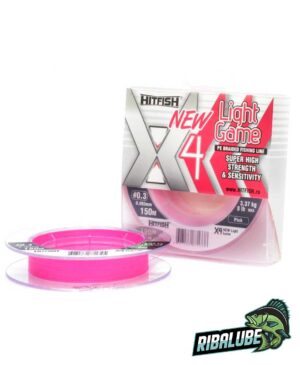 Плетеный шнур HITFISH NEW Light Game #0.3 (0.093mm, 3.37 kg) Pink 150m