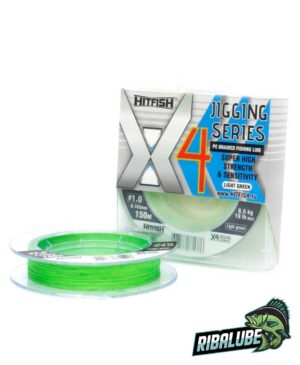 Плетеный шнур HITFISH X4 Jigging series #0.6; 0.128 mm; 14 lb; 6,2 kg 150m Light green